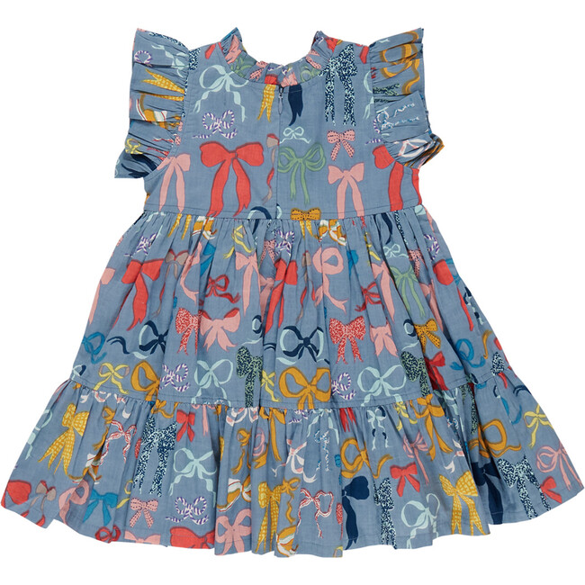Jennifer Ruffle Neck Short Sleeve Dress, Bows On Bows - Dresses - 7
