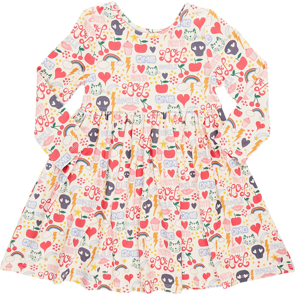 Bamboo Steph Skinny Sleeve Swingy Skirt Dress, Journal Doodle - Dresses - 1