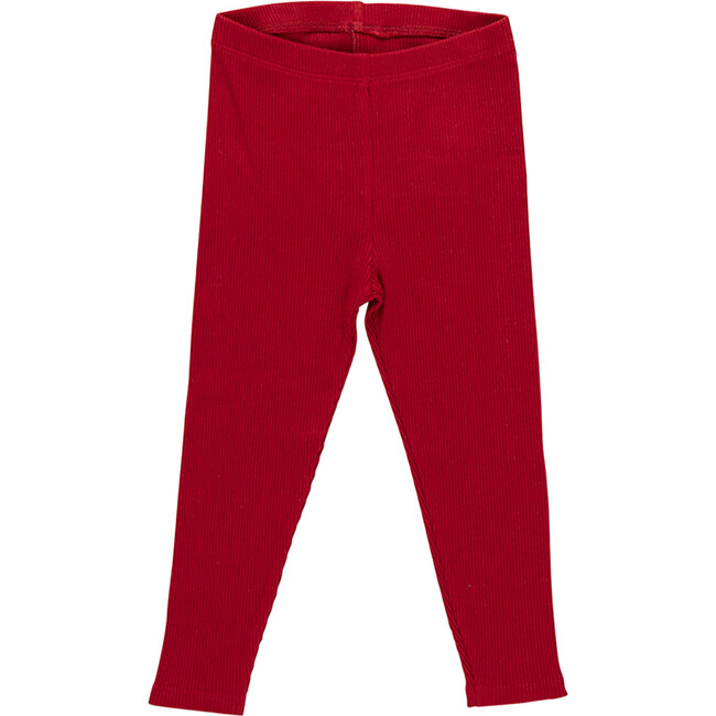 Girls Organic Ribbed Elastic Waist Legging, Chili Pepper