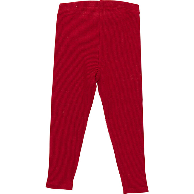 Girls Organic Ribbed Elastic Waist Legging, Chili Pepper - Leggings - 3