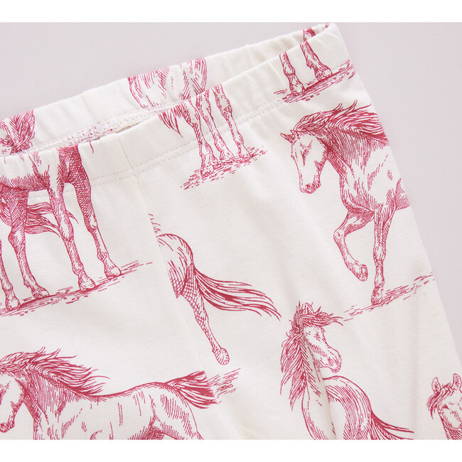 Girls Organic Elastic Waist Legging, Vintage Rose Horses - Leggings - 3