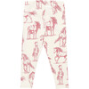 Girls Organic Elastic Waist Legging, Vintage Rose Horses - Leggings - 5