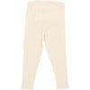 Girls Organic Ribbed Elastic Waist Legging, Antique White - Leggings - 3