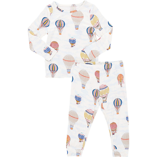 Bamboo Long Sleeve Top & Elastic Waist Pajama Set, Hot Air Balloons