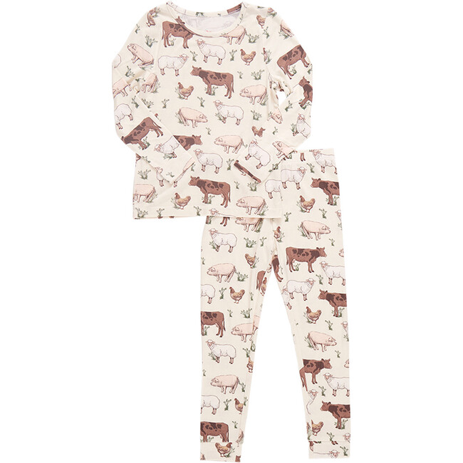 Bamboo Long Sleeve Top & Elastic Waist Pajama Set, Farm Life