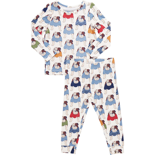 Bamboo Long Sleeve Top & Elastic Waist Pajama Set, Bulldogs