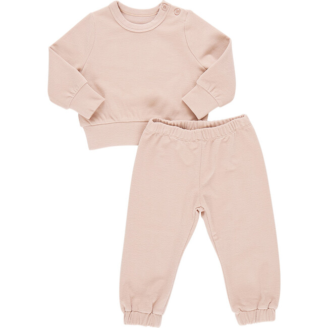 Baby's Cordy Long Sleeve Top & Elastic Waist Pant Set, Beige