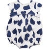 Baby Girls Sana Ruffle Short Cap Sleeve Bubble, Navy Toss Hearts - Rompers - 1 - thumbnail