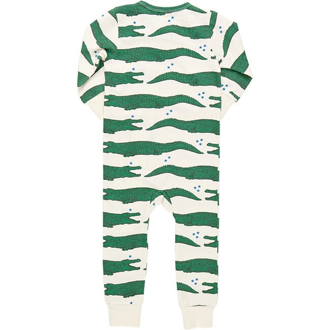 Baby's Organic Long Sleeve Zipper Romper, Crocodile Stars - Rompers - 5