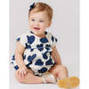 Baby Girls Sana Ruffle Short Cap Sleeve Bubble, Navy Toss Hearts - Rompers - 2