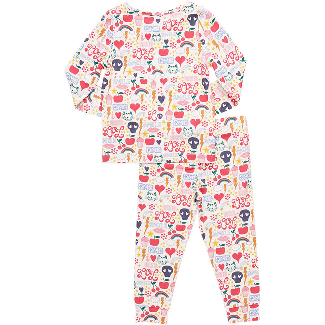 Bamboo Long Sleeve Top & Elastic Waist Pajama Set, Journal Doodle - Pajamas - 5