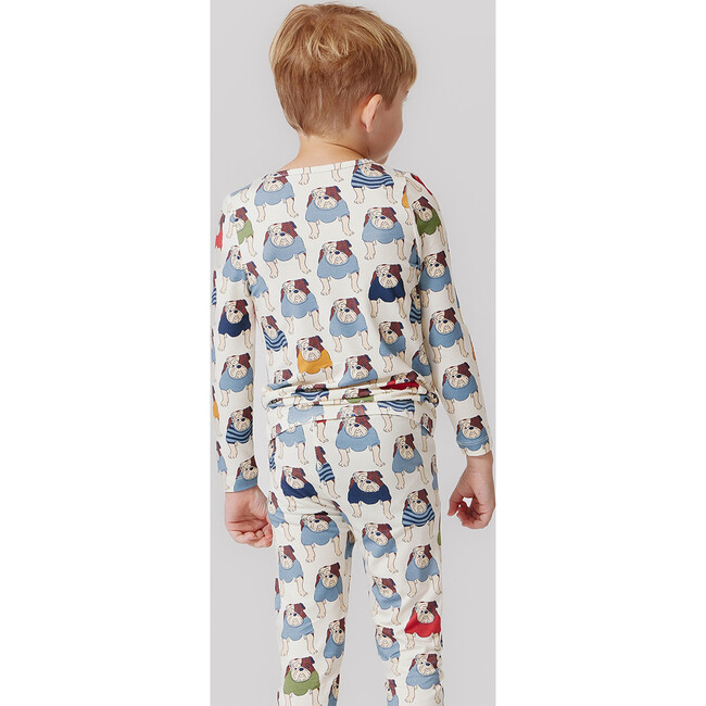 Bamboo Long Sleeve Top & Elastic Waist Pajama Set, Bulldogs - Pajamas - 4