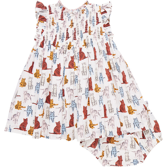 Baby Girls Stevie Ruffle Smocked Dress Set, Tabby Cats - Dresses - 5