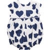 Baby Girls Sana Ruffle Short Cap Sleeve Bubble, Navy Toss Hearts - Rompers - 6