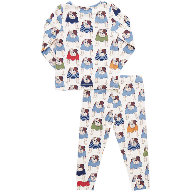 Bamboo Long Sleeve Top & Elastic Waist Pajama Set, Bulldogs - Pajamas - 6