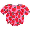 Baby Girls Rowan Ruffle 3-Quarter Puff Sleeve Dress, Pink Apples - Dresses - 1 - thumbnail