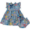 Baby Girls Jennifer Ruffle Neck Dress Set, Bows On Bows - Dresses - 1 - thumbnail