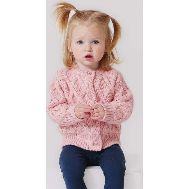 Baby Girls Katrina Glitter Button Knit Sweater, Pink - Sweaters - 3