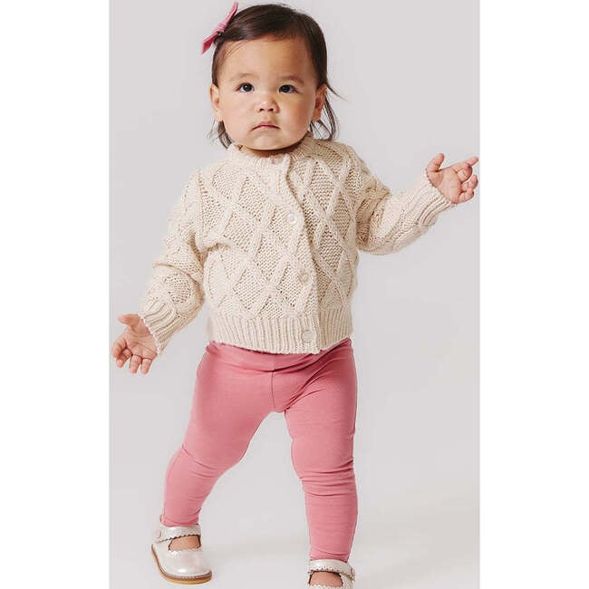 Baby Girls Katrina Glitter Button Knit Sweater, Cream - Sweaters - 3