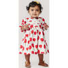 Baby Girls Elastic Puff Sleeve Pleat Dress Set, Red Tulips - Dresses - 2