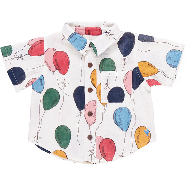 Baby Boys Jack Short Sleeve Collared Shirt, Balloon Bunches