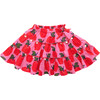 Allie Elastic Waist 2-Tiered Skater Skirt, Pink Apples - Skirts - 1 - thumbnail