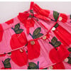 Allie Elastic Waist 2-Tiered Skater Skirt, Pink Apples - Skirts - 3