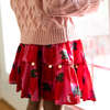 Allie Elastic Waist 2-Tiered Skater Skirt, Pink Apples - Skirts - 4