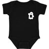 Baby Waving Ghost Initial At Side Short Sleeve Bodysuit, Black & White - Onesies - 1 - thumbnail