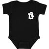 Baby Waving Ghost Initial At Side Short Sleeve Bodysuit, Black & White - Onesies - 2