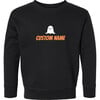 Kids Personalized Text & Ghost At Center Sweatshirt, Black & Orange - Sweatshirts - 1 - thumbnail