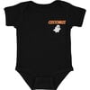 Baby Personalized Text & Ghost At Bottom Short Sleeve Bodysuit, Black & Orange - Onesies - 1 - thumbnail