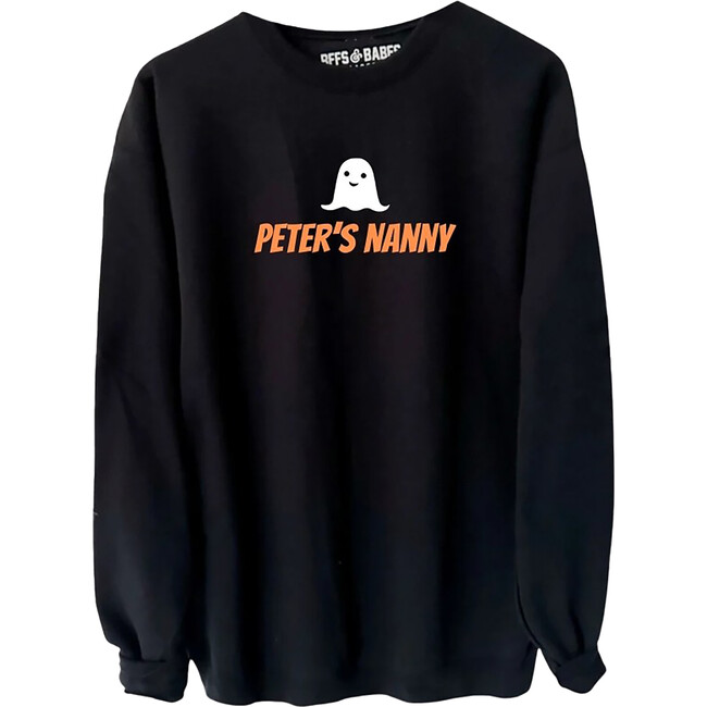 Adult Personalized Text & Ghost At Center Sweatshirt, Black & Orange