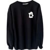 Adult Waving Ghost Initial At Side Sweatshirt, Black & White - Sweatshirts - 1 - thumbnail