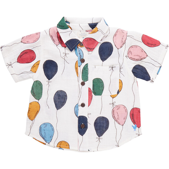 Boys Jack Short Sleeve Collared Shirt, Balloon Bunches