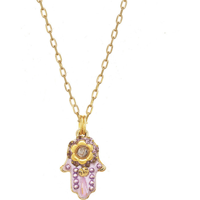 Lilac Crystal Hamsa Necklace