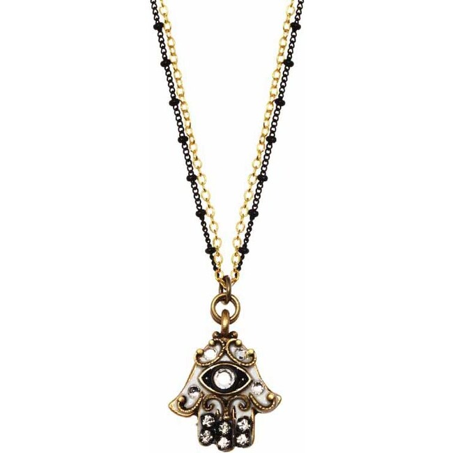 Black and White Hamsa Necklace