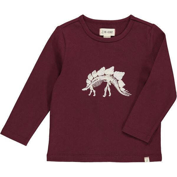 Cherokee Dino Skeleton Print Raglan Sleeve Tee, Burgundy