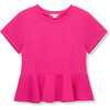 Peplum Hem Ponte Knit Peplum Top, Pink - T-Shirts - 1 - thumbnail