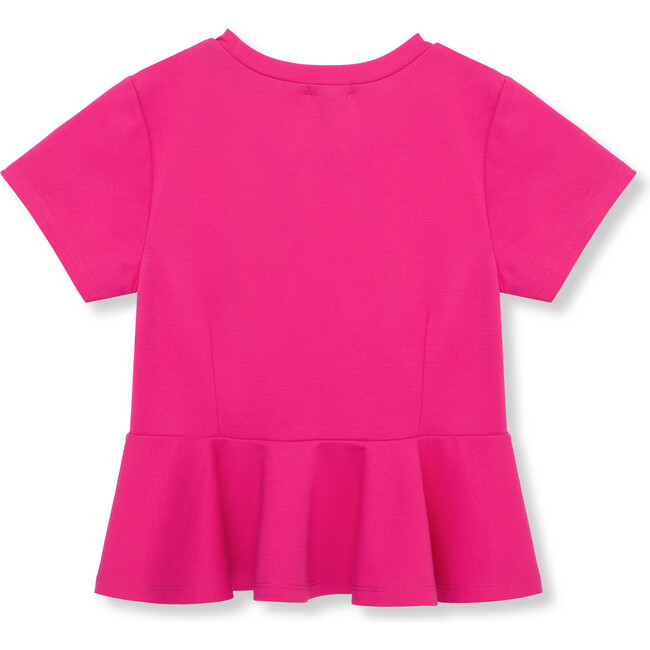 Peplum Hem Ponte Knit Peplum Top, Pink - T-Shirts - 2