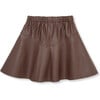 Pieced Vegan Leather Pull-On Skirt, Brown - Skirts - 2