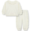 Baby Eyelet Trim Sweatshirt & Jogger Pant 2-Piece Set, Off-White - Mixed Apparel Set - 1 - thumbnail