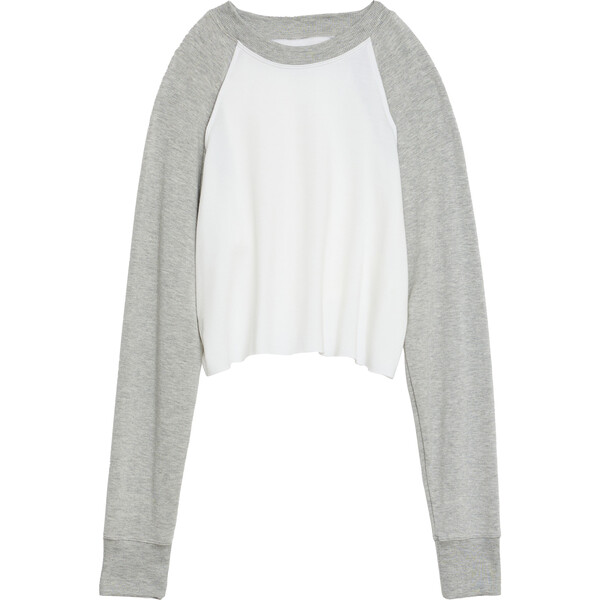 Women's Warm Up Crop Fleece Sweatshirt, Heather Grey White