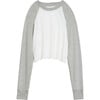 Women's Warm Up Crop Fleece Sweatshirt, Heather Grey & White - Sweatshirts - 1 - thumbnail