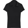 Women's Talia Rib Short Sleeve Polo T-Shirt, Black - T-Shirts - 1 - thumbnail