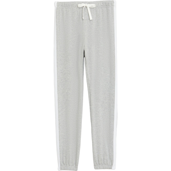 Women's Sonja Striped Fleece Sweatpant, Heather Grey & White