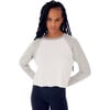 Women's Warm Up Crop Fleece Sweatshirt, Heather Grey & White - Sweatshirts - 3