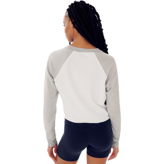 Women's Warm Up Crop Fleece Sweatshirt, Heather Grey & White - Sweatshirts - 4