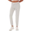 Women's Sonja Striped Fleece Sweatpant, Heather Grey & White - Sweatpants - 4