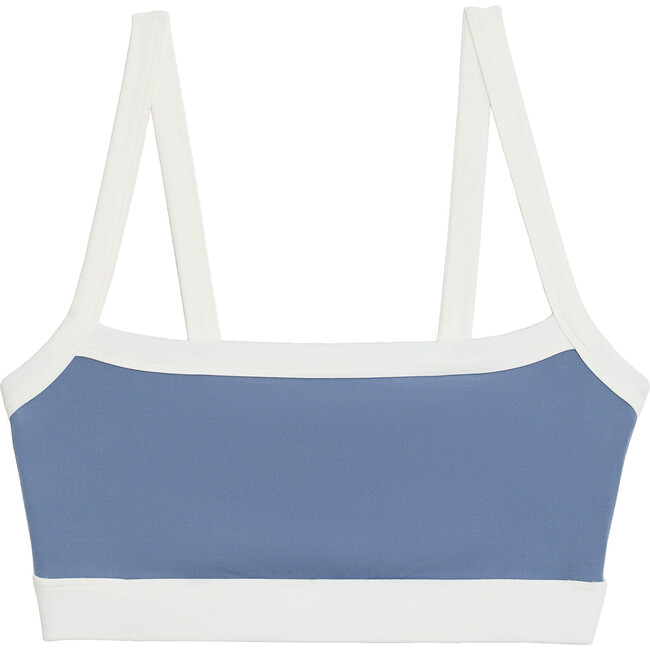 Women's Monah Techflex Rigor Bra, Steel Blue & White